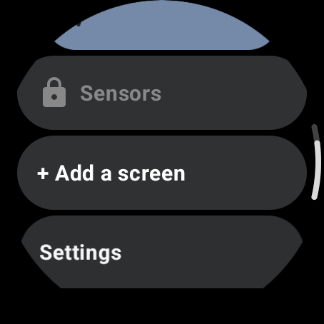 The bottom of the watch list: a locked screen, Add a screen, and Settings