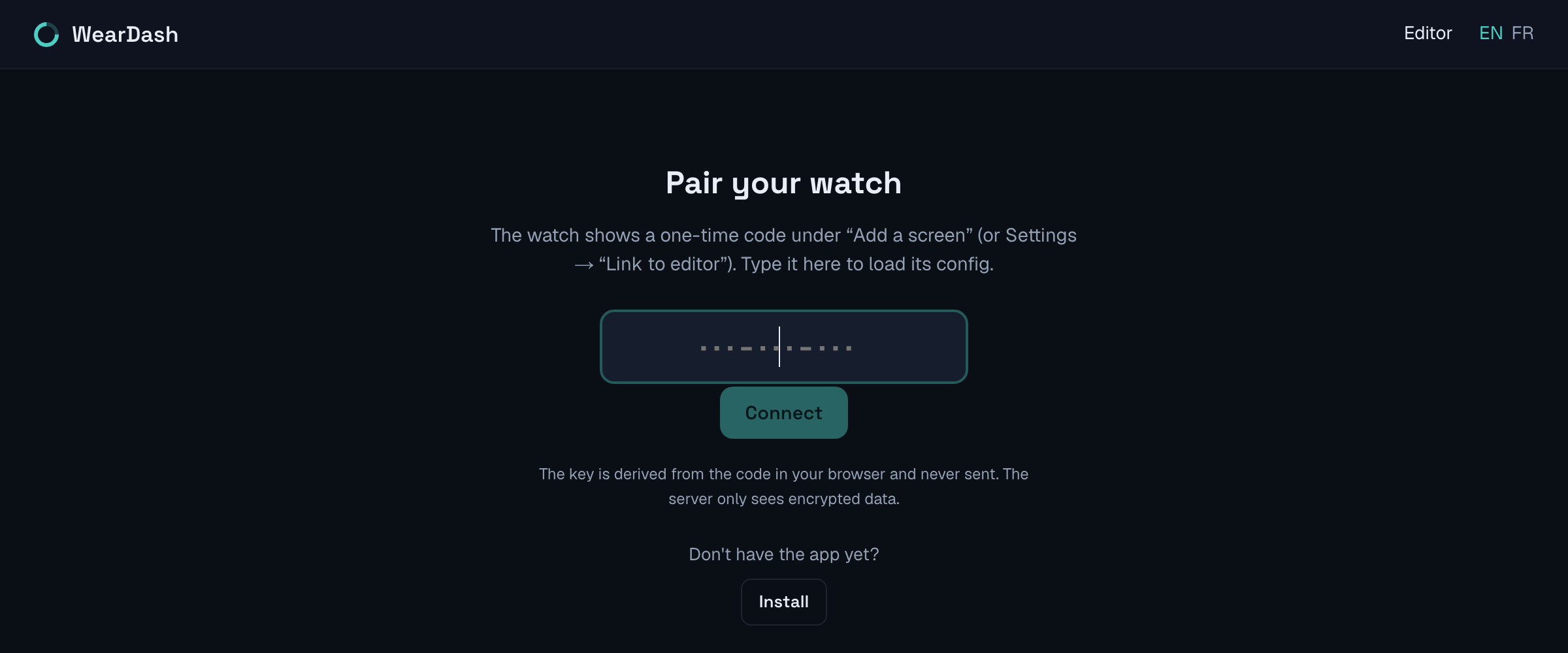 The editor asking for the code shown on the watch